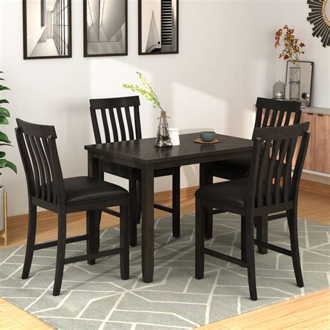 Enyopro 5 Piece Wooden Dining Table Set Counter Height Dining Set