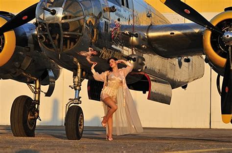 Sexy 1940s Pin Up Girl In Lingerie Posing With A B 25