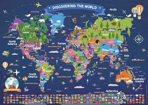 Buy World For Kids Large Educational World Illustrated Wall With