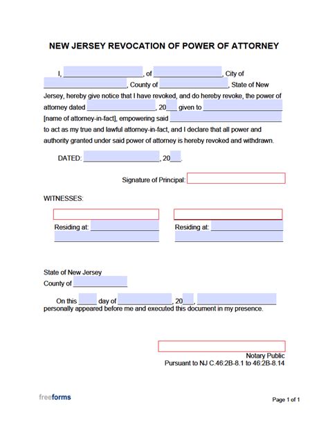 Free New Jersey Motor Vehicle Power Of Attorney Form Pdf Word