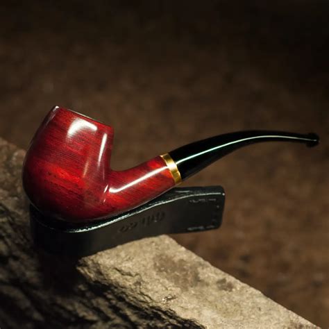 Classic Bent Smoking Pipe Tobacco Pipe 9mm Filter Wooden Pipe With 10 Tools Handmade Red Sandal