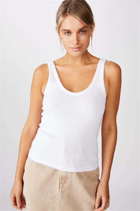 Turnback Scoop Tank White Cotton On T Shirts Vests Camis