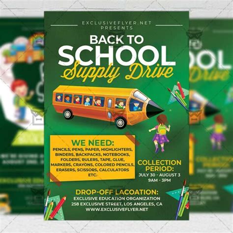 Back To School Supply Drive Flyer Psd Template Exclusiveflyer