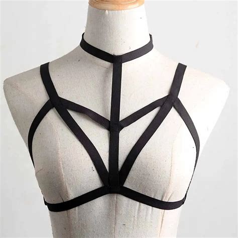 2017 new goth elastic garterbelt bust bondage bra skinny bondage crop top lingerie bralette