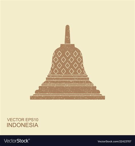 Indonesian Borobudur Ancient Temple Flat Vector Image