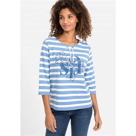 Shop Olsen Stripe Blue Sweatshirt 11201482 Vanity Fair