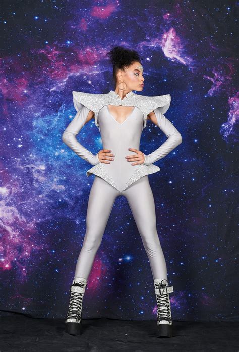 Silver Alien Bodysuit Seqin Alien Costume Pour Femme Etsy