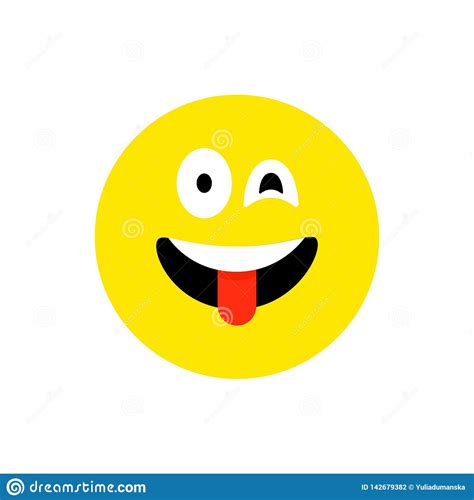 Happy Face Smiling Emoji With Open Mouth. Funny Smile Flat Style. Cute ...