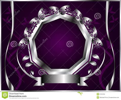 Abstract Silver And Purple Floral Vector Design Stock