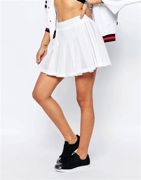 Adidas Originals Synthetic Originals Mini Pleated Skirt In White Lyst