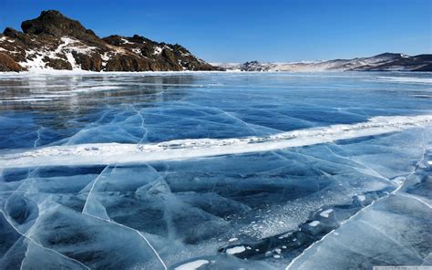 Download Baikal Lake Frozen Winter Russia Scenery Ultrahd Wallpaper