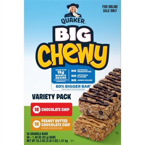 Quaker Big Chewy Chocolate Chip Peanut Butter Granola Bars Variety