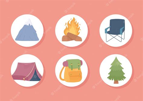Premium Vector Camping Round Icons