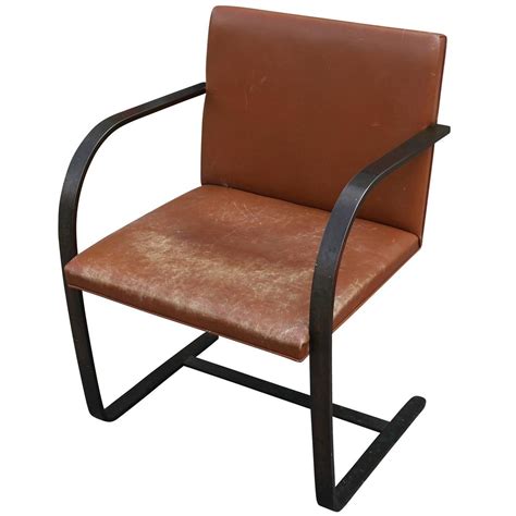31 h x 21.75 w x 22 d seat: Rare Mies van der Rohe for Knoll Brno Chair in Bronze and ...