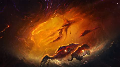 Download 3840x2160 Galaxy Orange Nebula Stars Wallpapers For Uhd Tv