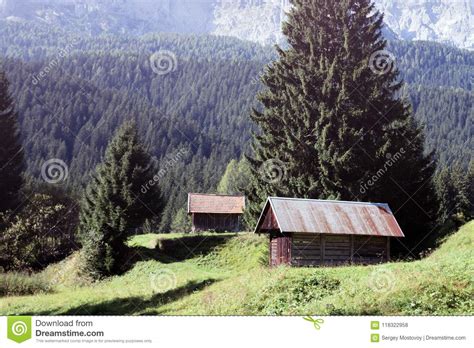 Small Wooden House In The Mountains Stock Photo Image Of Rest