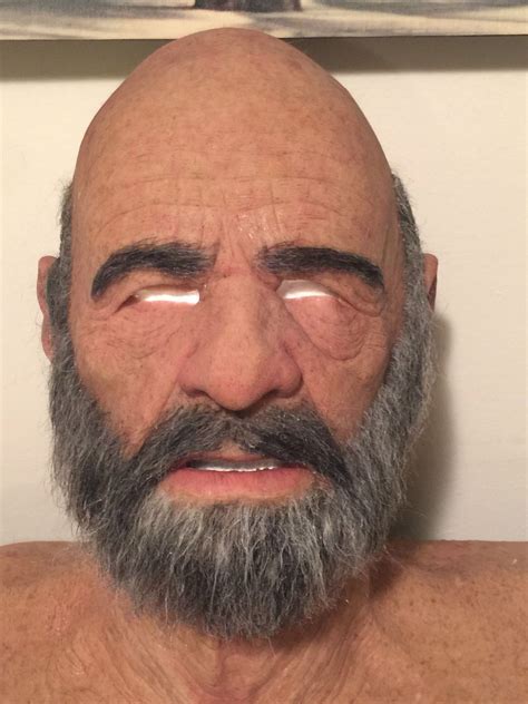 Realflesh Silicone Old Pappy Senior Elder Old Man Mask With Hair