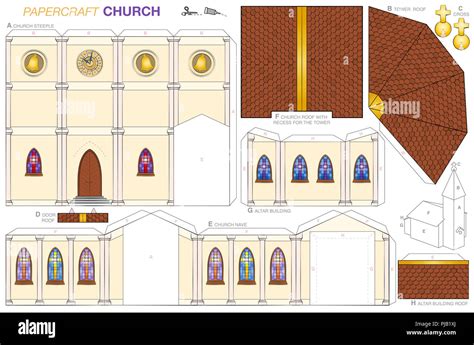 Church Building Paper Craft Model Cut Out Sheet For Making A Detailed