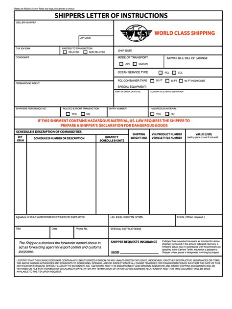 Shipping Instructions Template Fill Online Printable Fillable Blank Pdffiller