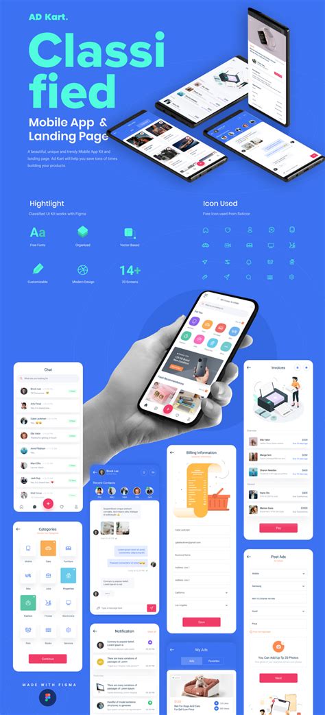 Adkart Classified Ad Mobile App And Landing Page Figma Template