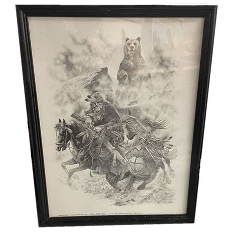 Bill Oneill Print Trapper Grizzly 25 X 20 Framed