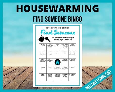 Housewarming Printable Game Housewarming Find Someone Who Bingo New