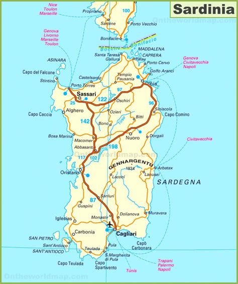 Road Map Of Sardinia Printable Map Of Sardinia Printable Maps