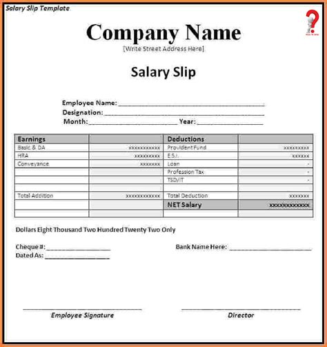 Salary Slip Format In PDF Excel Word Word Template Payroll Template Invoice Format In