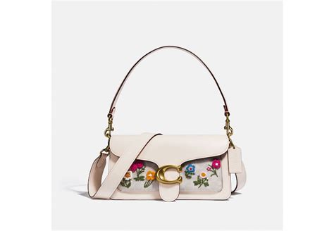Coach Tabby Shoulder Bag 26 In Signature Canvas With Floral Embroidery