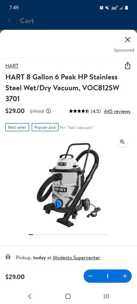 Hart 8 Gallon 6 Peak Hp Stainless Steel Wet Dry Vacuum Voc812sw For