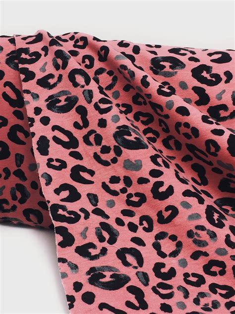 Sweatshirt Jersey Fabric Pink Leopard Print Sweatshirt Fabric Animal