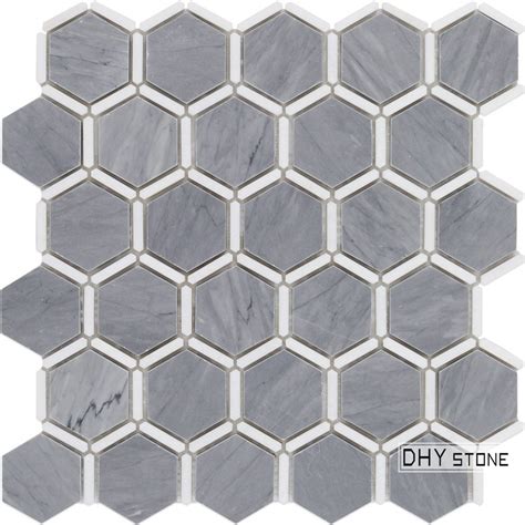 305×305mm Hexagon Grey Stone Mosaic Tiles Dhy Stonegranite And