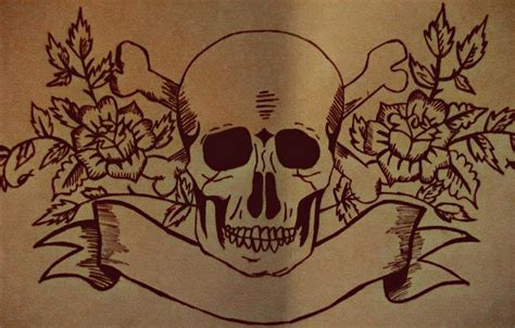 Skull And Flowers Outline By Abbie Ox On Deviantart