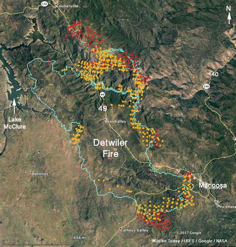 Updated Map Of Detwiler Fire Near Mariposa Ca Wednesday Afternoon