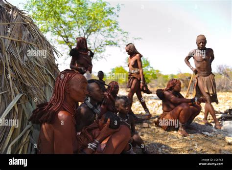 Himba Villagers Near The Kunene River The Border Between Angola And