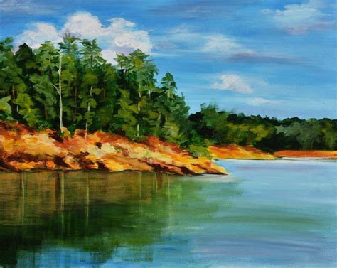Lakeside Original Acrylic Painting Canvas Painting Landscape