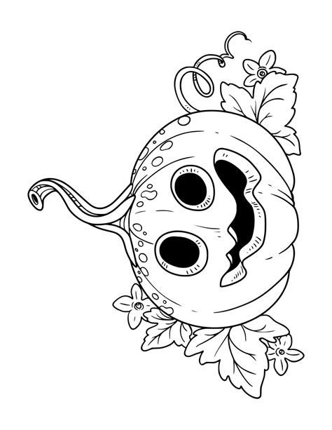 Pumpkin Silly Carved Pumpkin Leaves Coloring Pages Coloring Cool