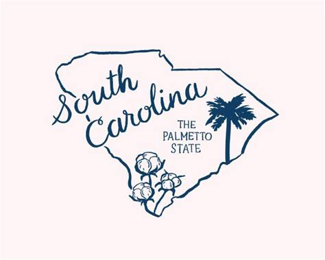 South Carolina Print South Carolina Tattoo South Carolina Art South