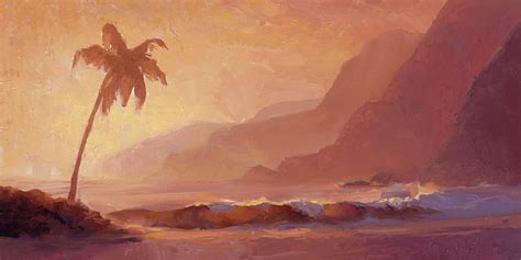 Dreams Of Hawaii Tropical Beach Sunset Paradise Landscape Painting Painting By Karen Whitworth