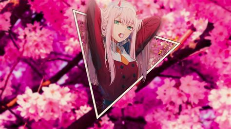 Women Open Mouth Arms Up Pink Hair Looking At Viewer Long Hair Zero Two Darling In The