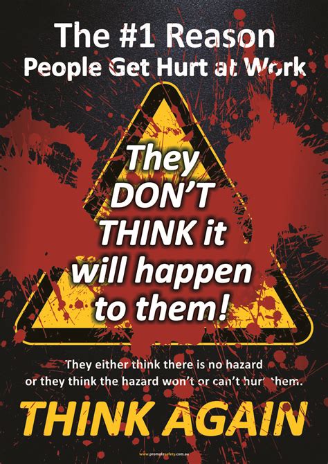 A Size Workplace Safety Poster Encouraging Workers To Think About What Hazards Are Around