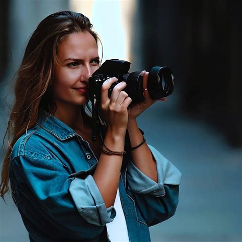 Premium Ai Image A Beautiful Girl Holding A Camera