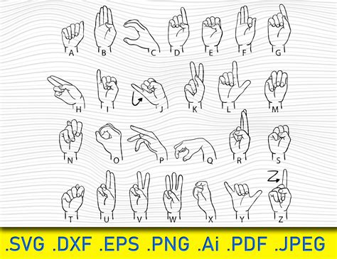 Sign Language Alphabet American Sign Language Svg American Etsy