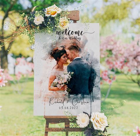 Wedding Welcome Sign Watercolor Unique Wedding Decor From Etsy