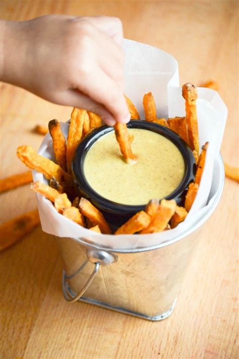 Just be sure to give them a nice good scrub beforehand. Baked Sweet Potato Fries with Maple Mustard Dipping Sauce ...