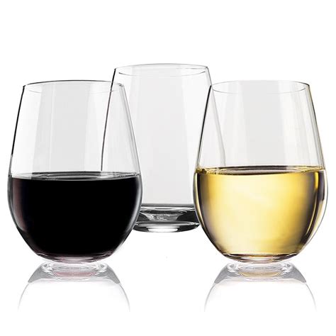4 Pcs Pctg Stemless Wine Glasses Heavy Base Wine Tumbler Set Great For White Red Wine Mother S