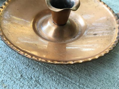 Vintage Gregorian Solid Copper Pair Of Candle Stick Holder Usa Hammered