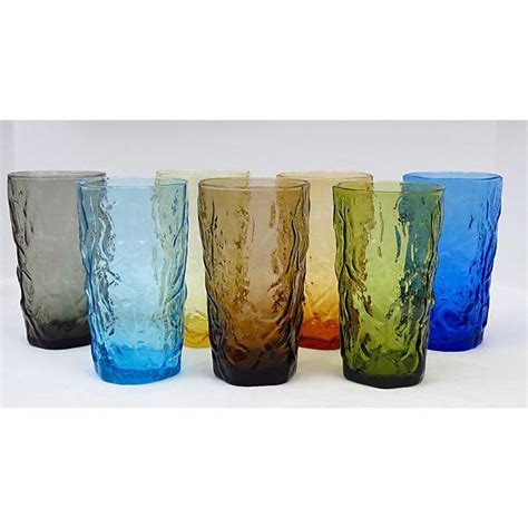 Multi Color Glass Tumblers Set Of 7 Chairish