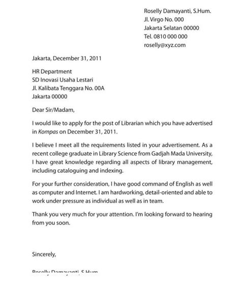 Contoh Surat Lamaran Kerja Formal Dalam Bahasa Inggris Delinewstv