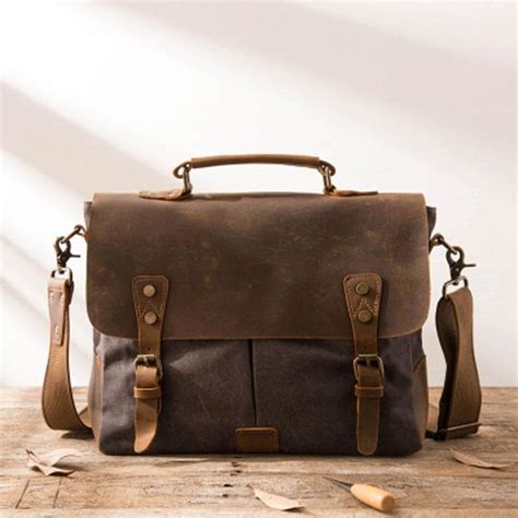 Leather Canvas Messenger Bags For Men Vintage Shoulder Bag For Men